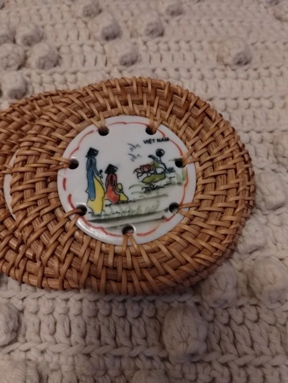 Set of 4 Vietnamese Ceramic Art Coasters